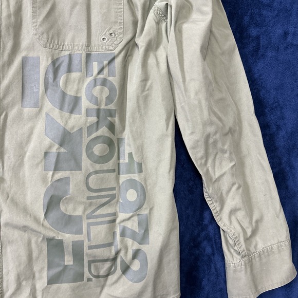 Ecko Unltd Mens Button Up Shirt Army Green Size XXL LS Logo Spellout Military - Picture 5 of 15